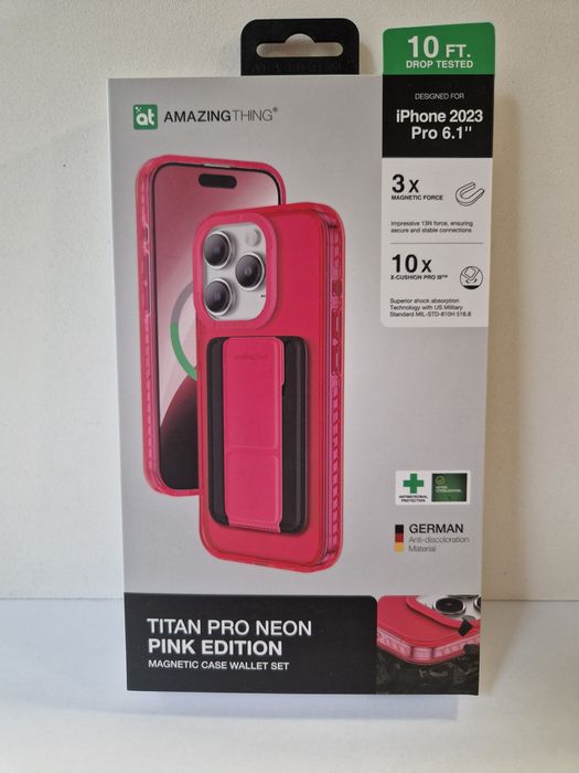 Amazing Thing Etui Titan Pro Neon Mag Wallet Case 10FT Iphone 15 Pro