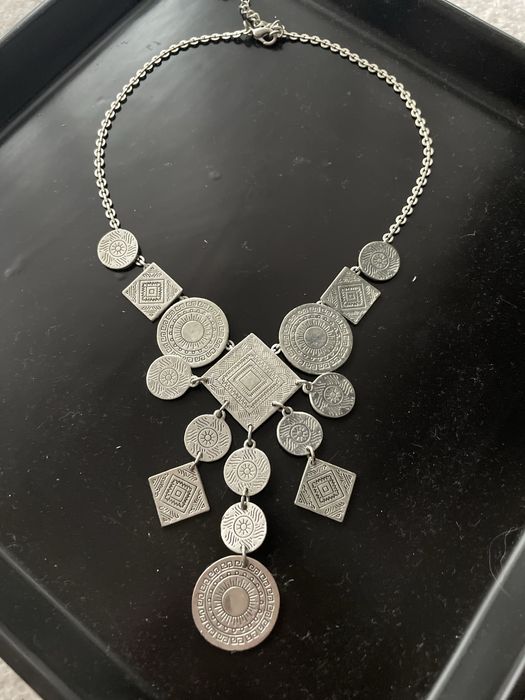 Naszyjnik boho, etniczny, stal szlachetna, wzor etniczny