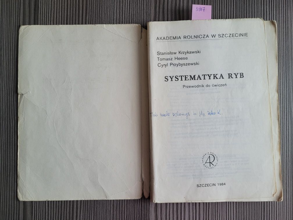 3917. "Systematyka ryb" Stanisław Krzykawski
