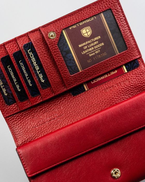 duży portfel damski z podwójną sekcją na bilon - peterson