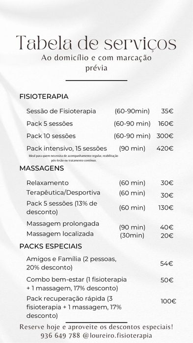 Massagens e Fisioterapia ao Domicilio