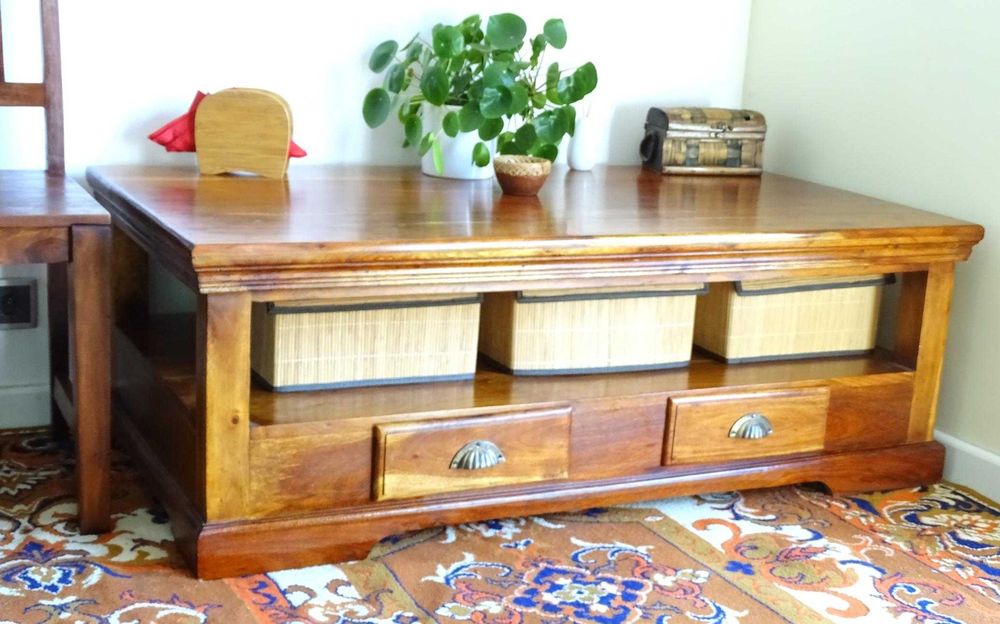 Kolonialna ława z drewna egzotycznego palisander 130x70x45 - AlmiDecor