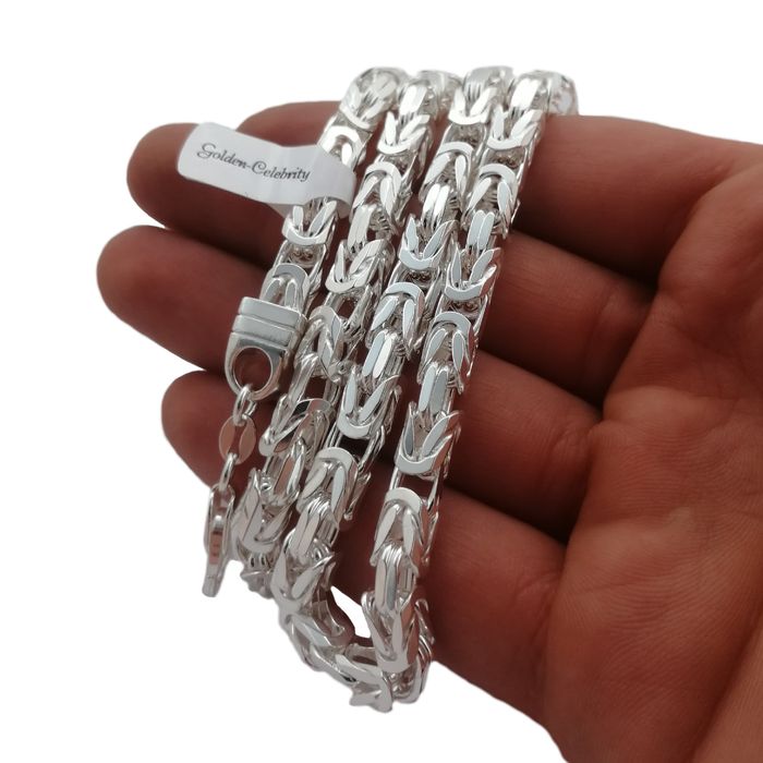 Elegancki Łańcuszek Męski Splot Królewski Srebro 925 Gruby Szeroki+gra