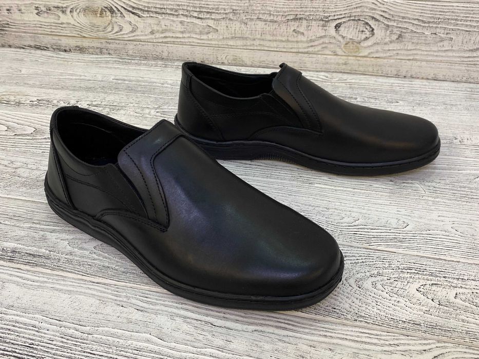 Чоловічі шкіряні туфлі на резинки без шнурка розміри 39 – 46 Гарантія!