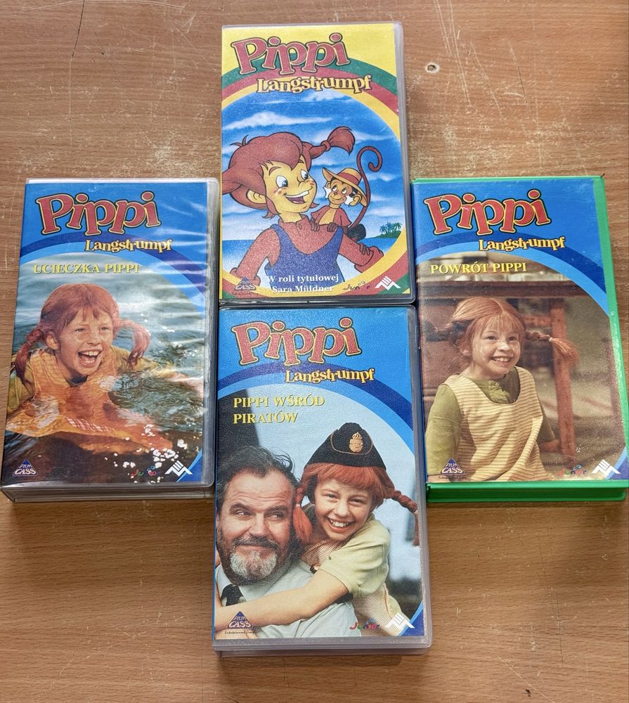 Kasety Wideo VHS bajki Pippi Langstrumpf - 4szt