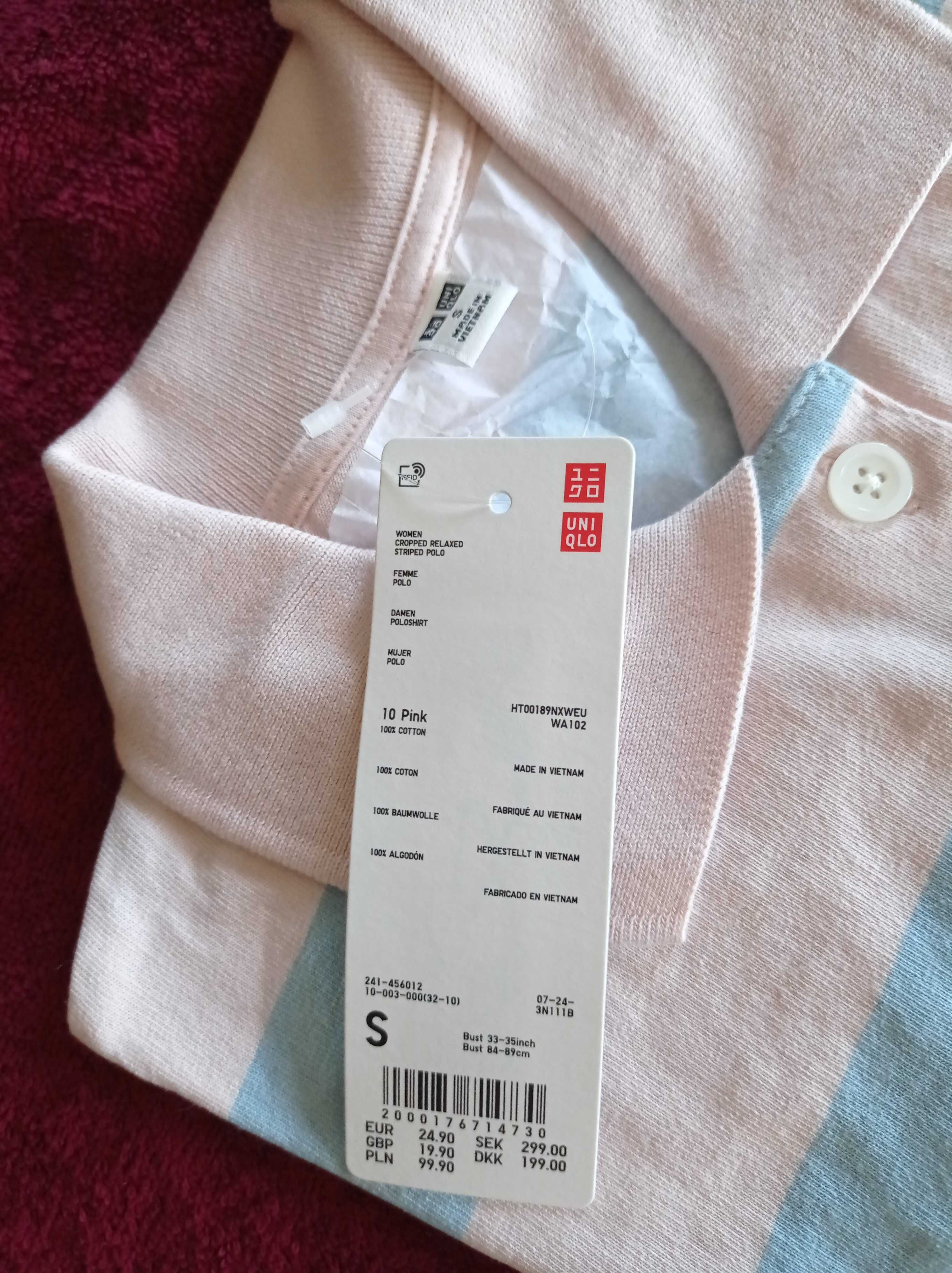 Uniqlo (Япония) - две Polo поло майки в полоску, 2024, с бирками, р.S