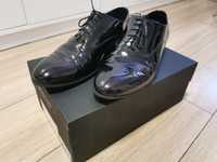 Eleganckie czarne lakierowane buty Borgio B016 rozmiar 43