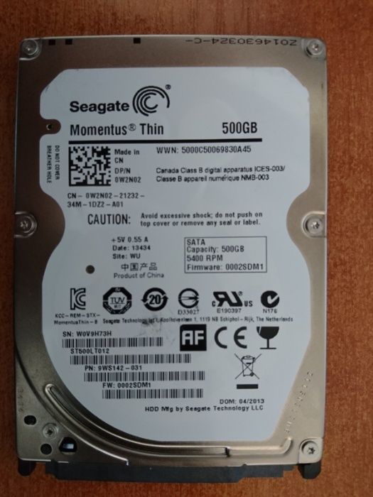 Вінчестер HDD Seagate 500 Gb 2.5 5400 SATA