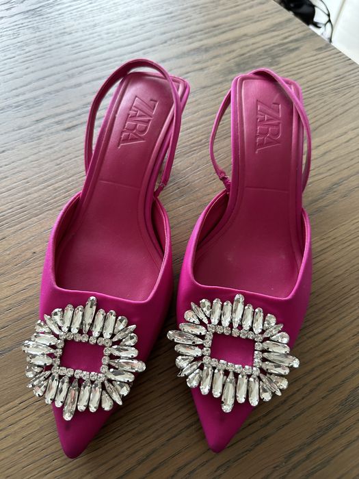 Sandałki Zara z kryształkami różowe rozm. 37