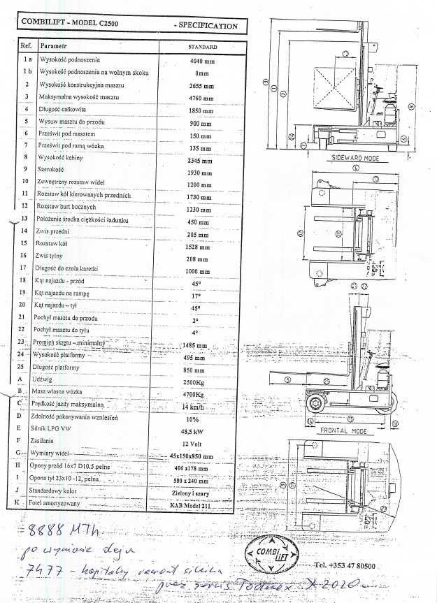 Wózek widłowy Combilift C3000