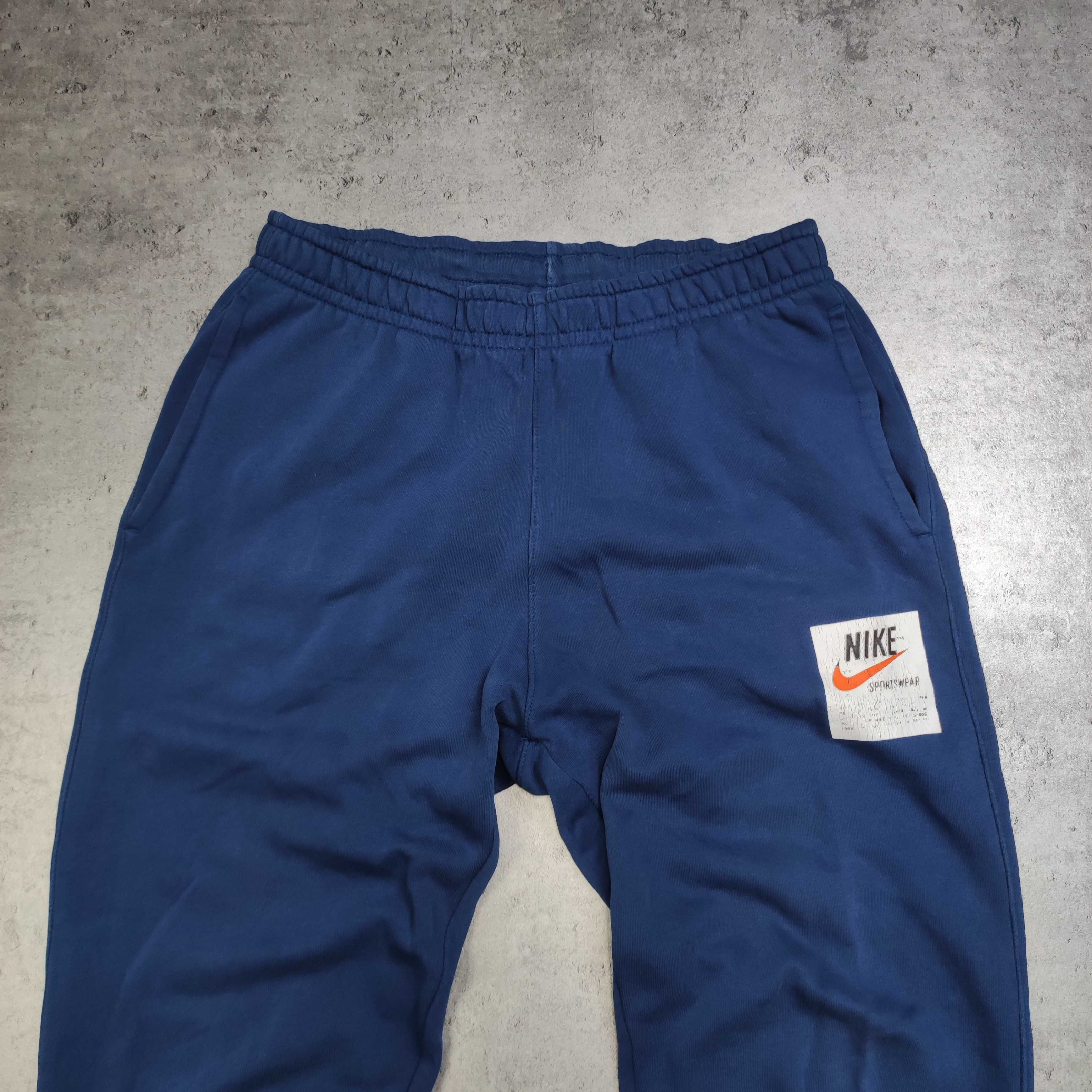 MĘSKIE Spodnie Sport Dresy Dresowe Bawełna Granatowe Logo Nike Casual
