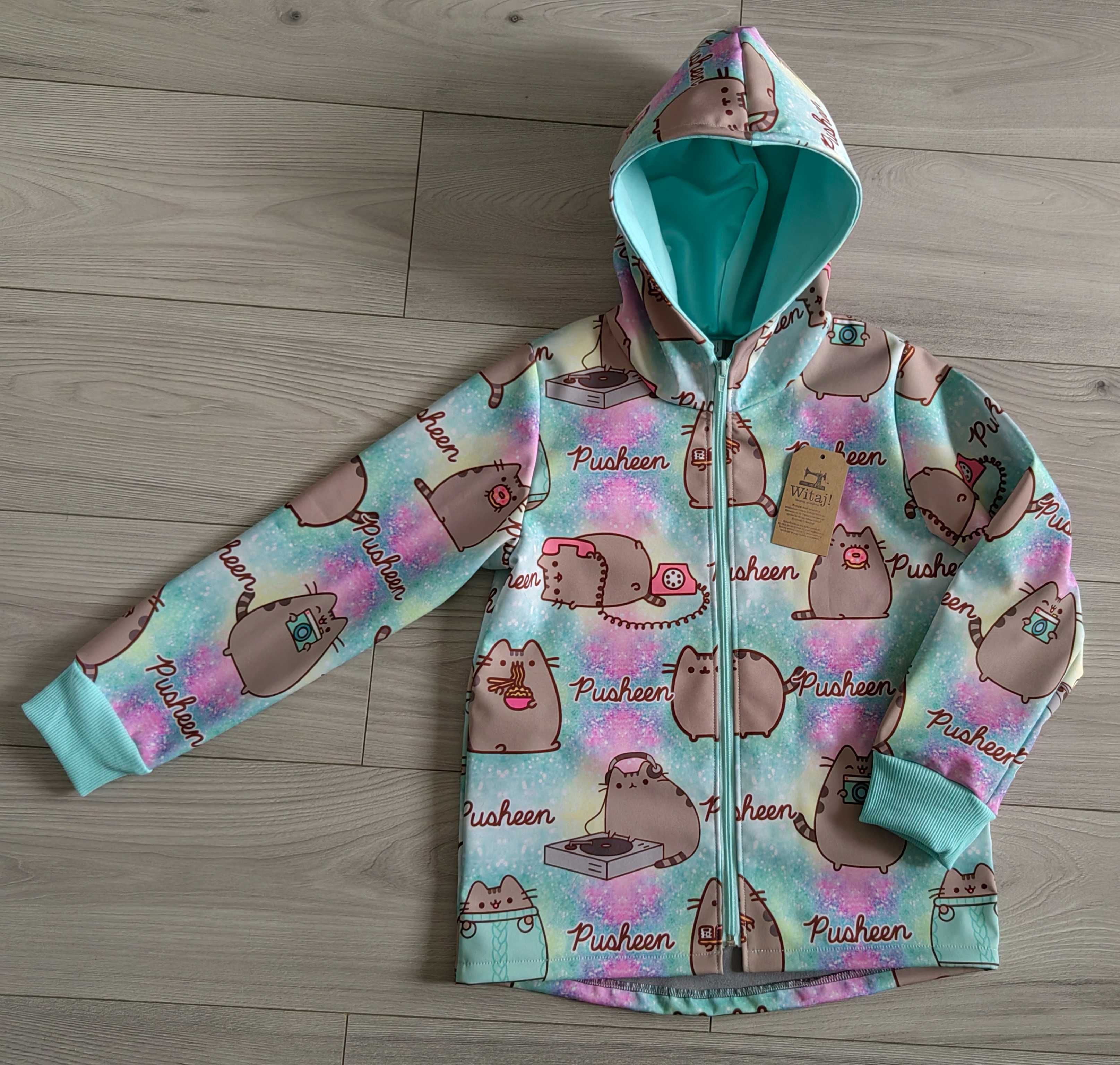 Kurtka softshell kot Pusheen rozm 134 wiosenna