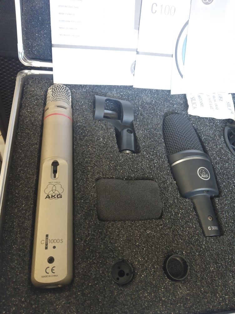 Микрофоны AKG C3000 и С1000 в алюминиевом кейсе. Shure pgx, Fbt, Jbl