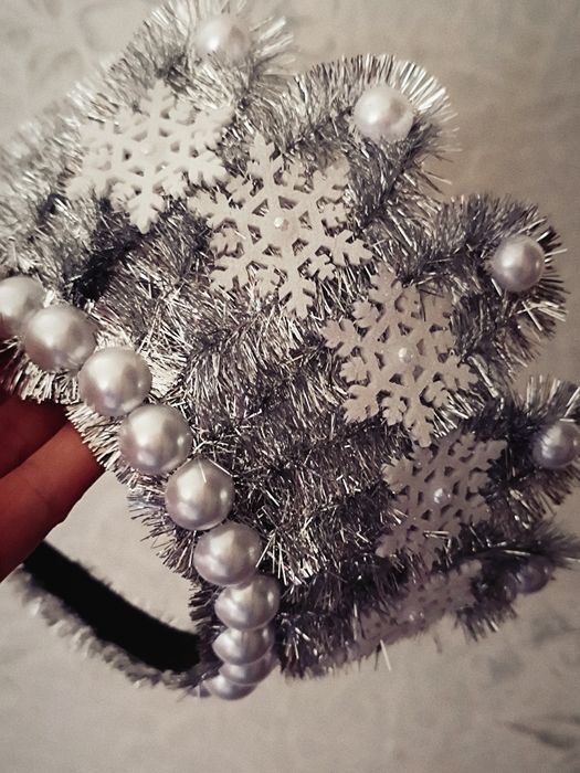 Корона сніжинка, обруч снежинка, новорічний обруч, корона для сніжинки