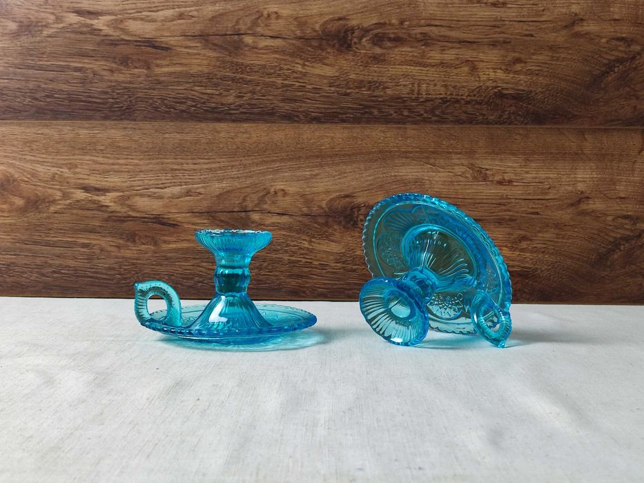 Kaganki , świeczniki HSG Ząbkowice - 406 - turkusowe -Szkło manganowe