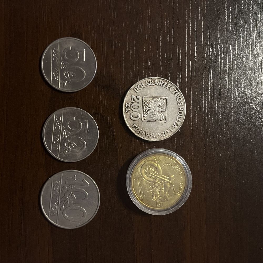 polskie stare banknoty i monety 500 zl 200 zl 100 zl 50 zl