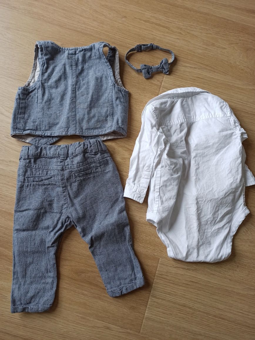 Garnitur, elegancki strój dla niemowlaka, chrzest, wesele, r. 68cm