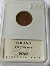 2zł 1982r. Stępel lustrzany PR69