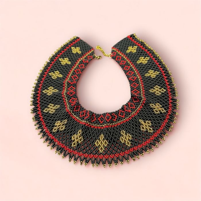 Łemkowska krzywulka / kolia folkowa rękodzieło vintage naszyjnik retro