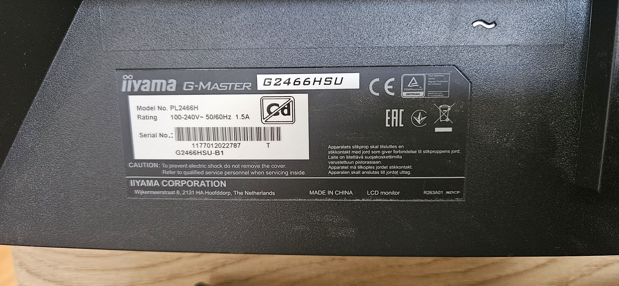 Monitor Iiyama 24 '' cale G2466 HSU. Zbita matryca