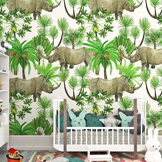 Samoprzylepna Fototapeta Okleina Palmy Nosorożce