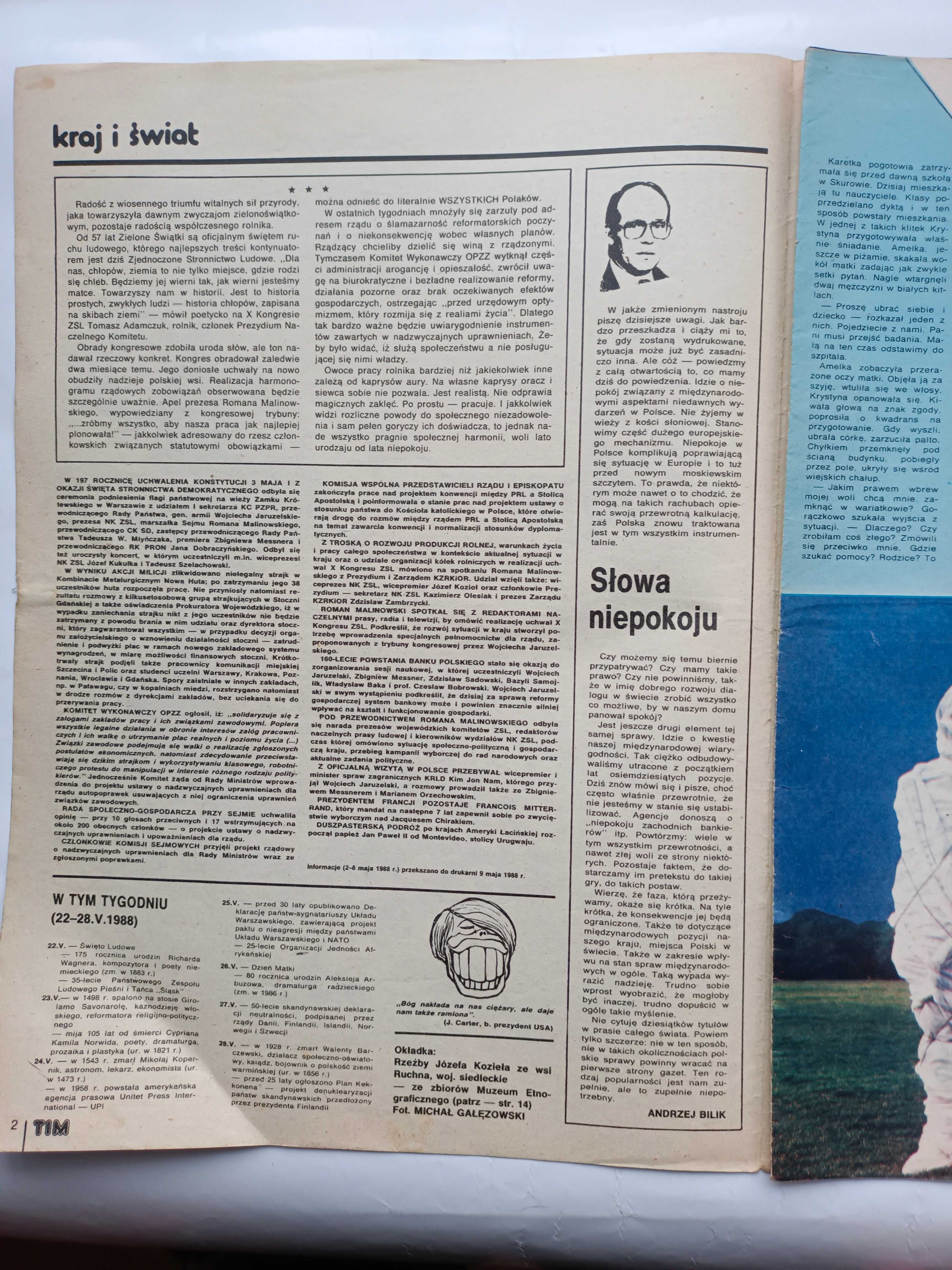 TIM Tygodniowy ilustrowany magazyn
Nr  21 z 20 maja 1988 r..