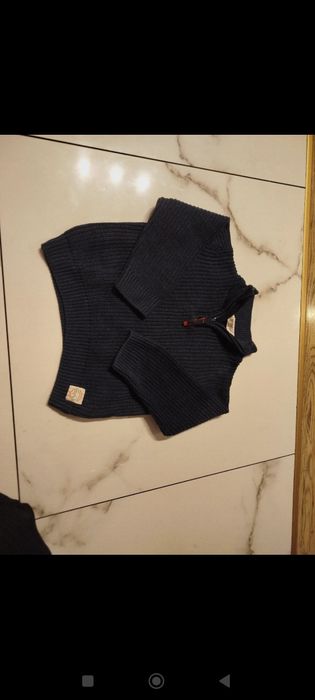 H&M sweter że stójka 92 100% bawełna granatowy