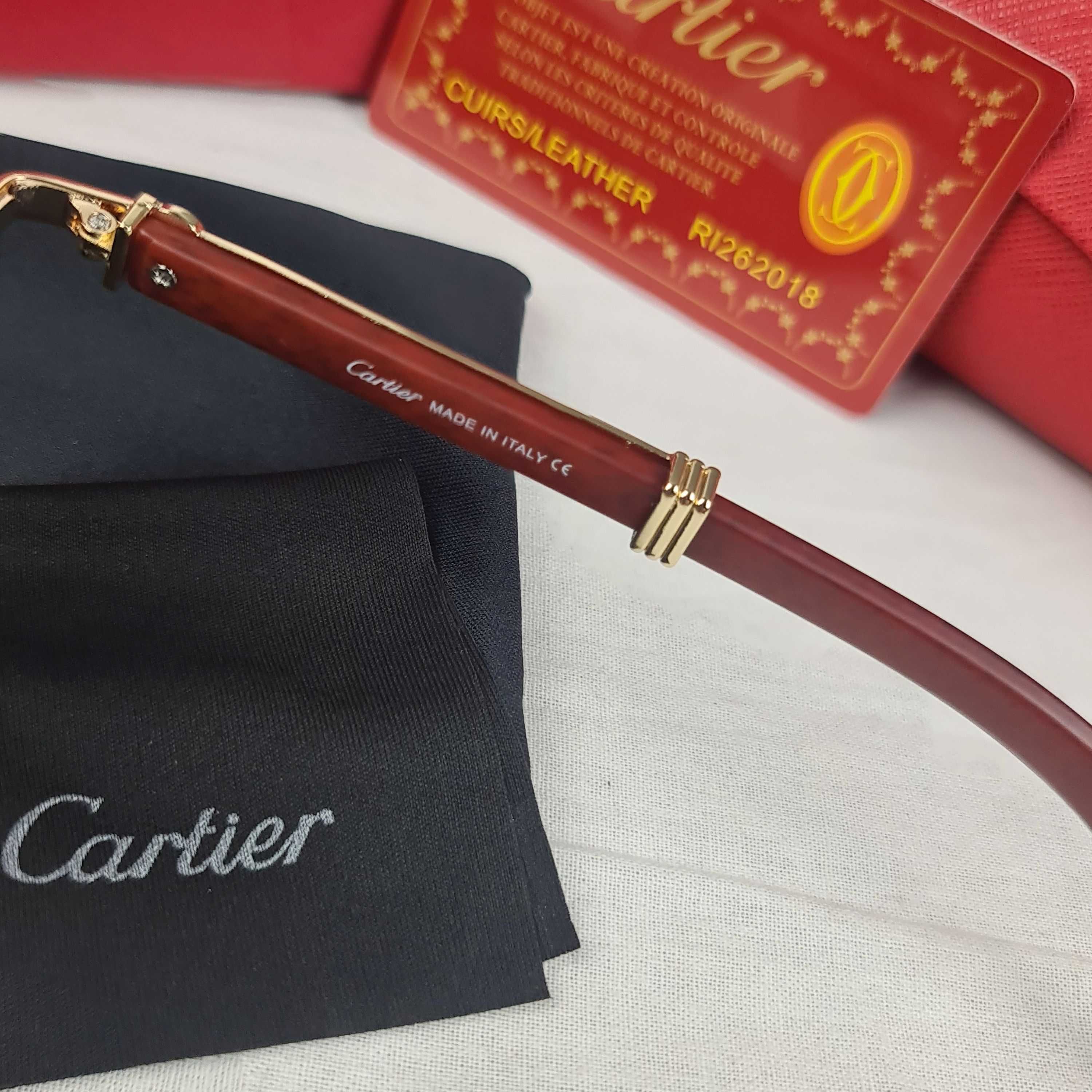 Okulary przeciwsłoneczne Zestaw Cartier zloto brazowe logowane