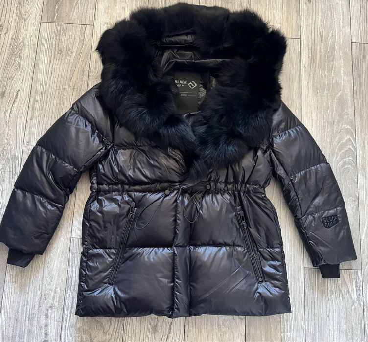 Kurtka zimowa Black Gold czarny Jenot kaczy puch S szelki Nowa