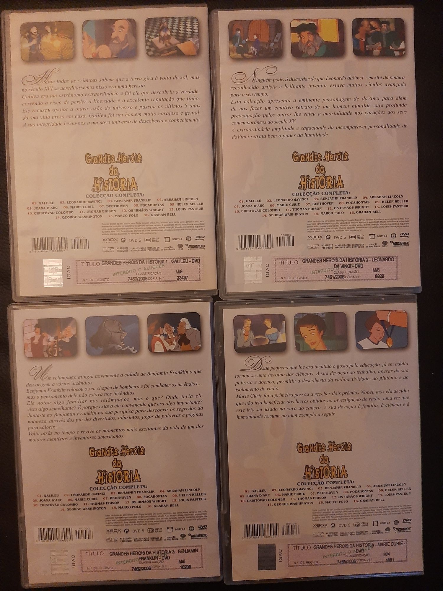 dvd biografias universais grandes herois história galileu curie