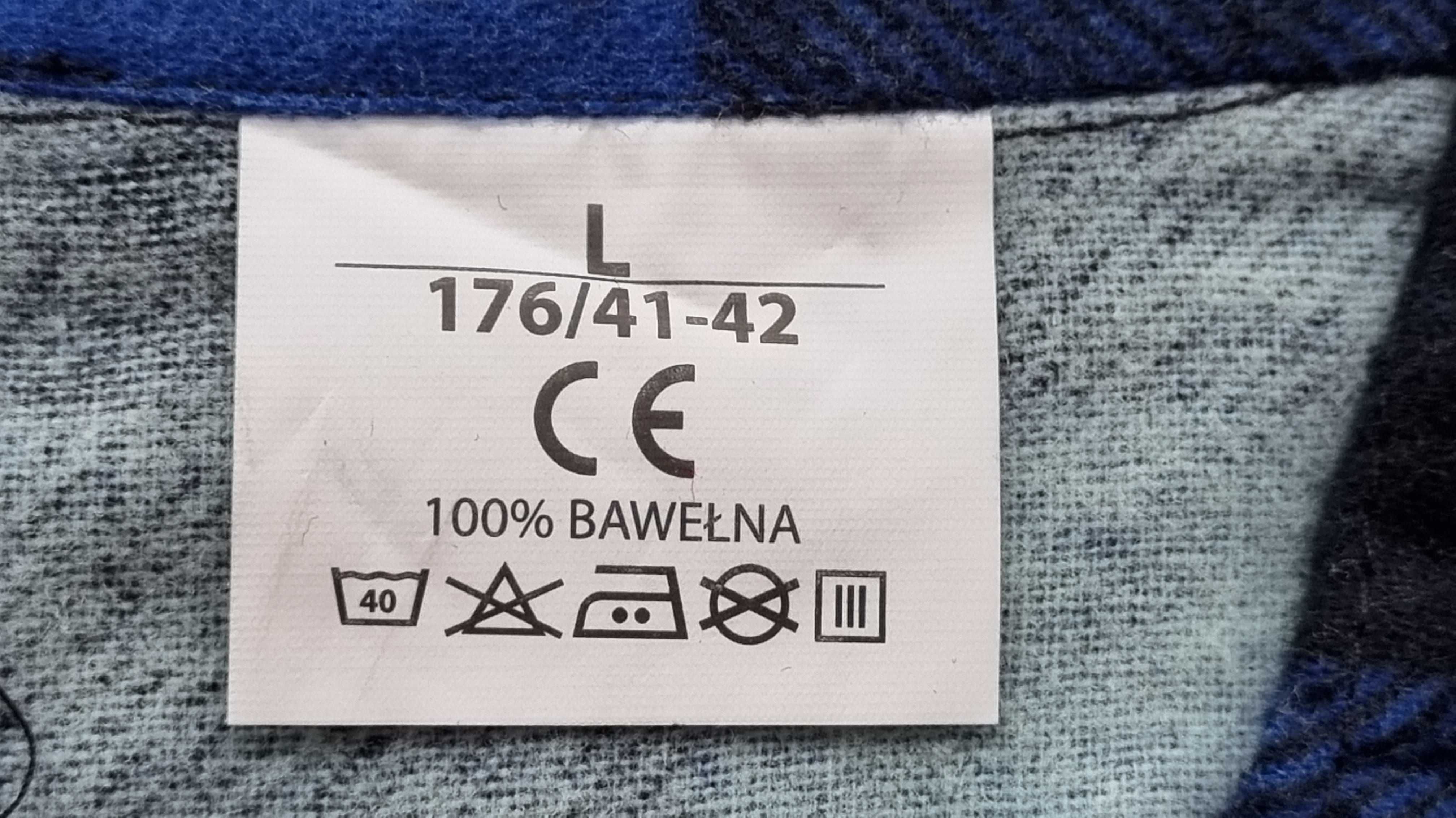 Koszula flanelowa robocza niebieska MIĘKKA r. M - 5XL kraj 100%bawełna