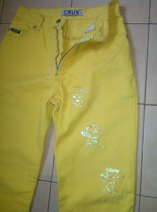 Желтые демисезонные женские джинсы 100% coton
