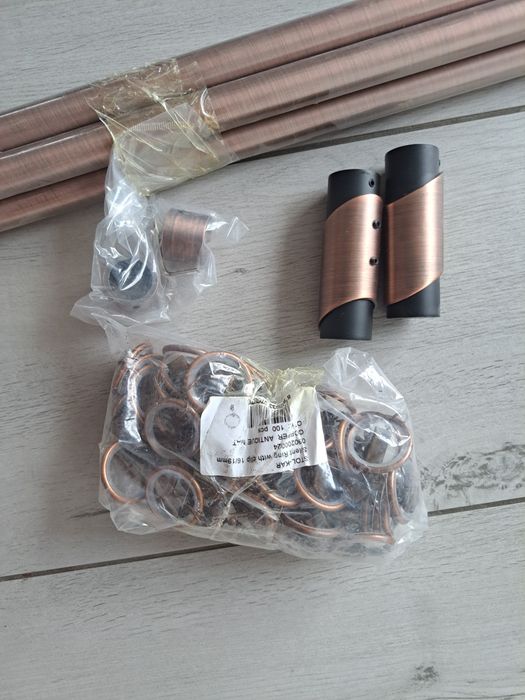 Karnisz podwójny miedziany 260 cm nowy