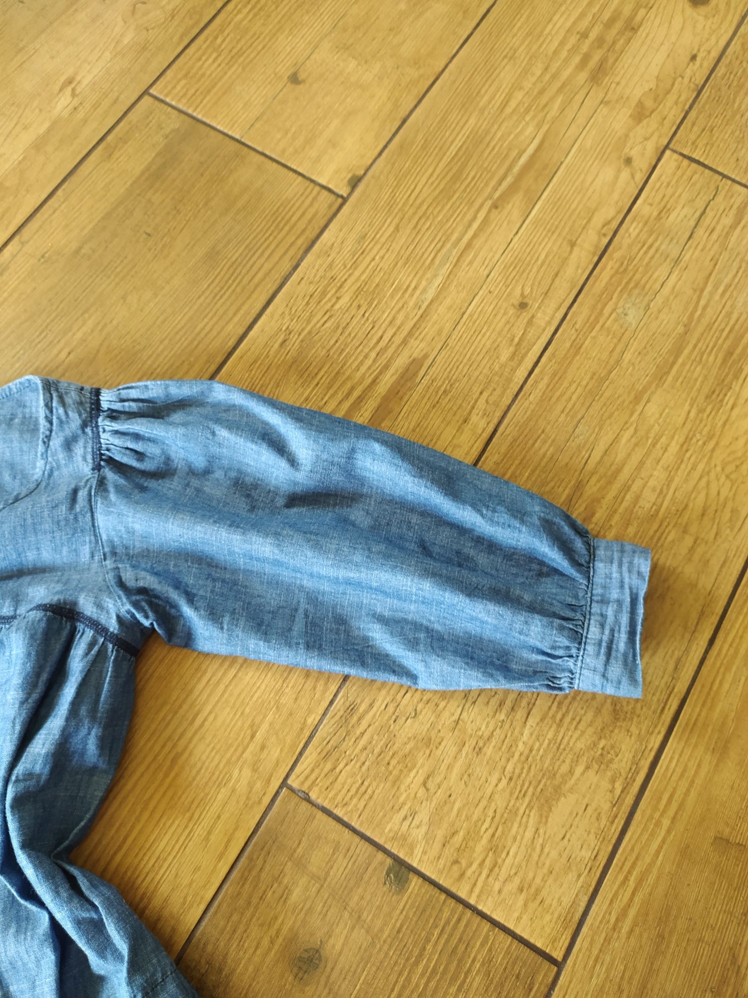 Ciążowa sukienka jeansowa XS S Zara bufiaste rękawy do karmienia