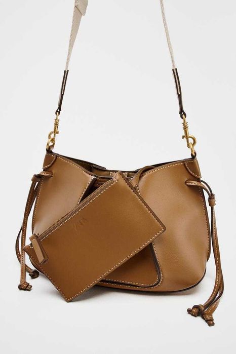 Torebka ZARA brązowa mała 6527/510 MINI TOREBKA Z MARSZCZENIAMI magnes