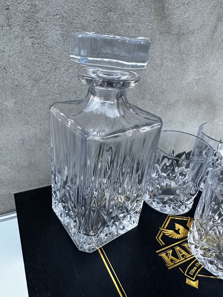 Nowy KANARS zestaw karafka, szklanki do whisky, 750 ml, kryształowa!