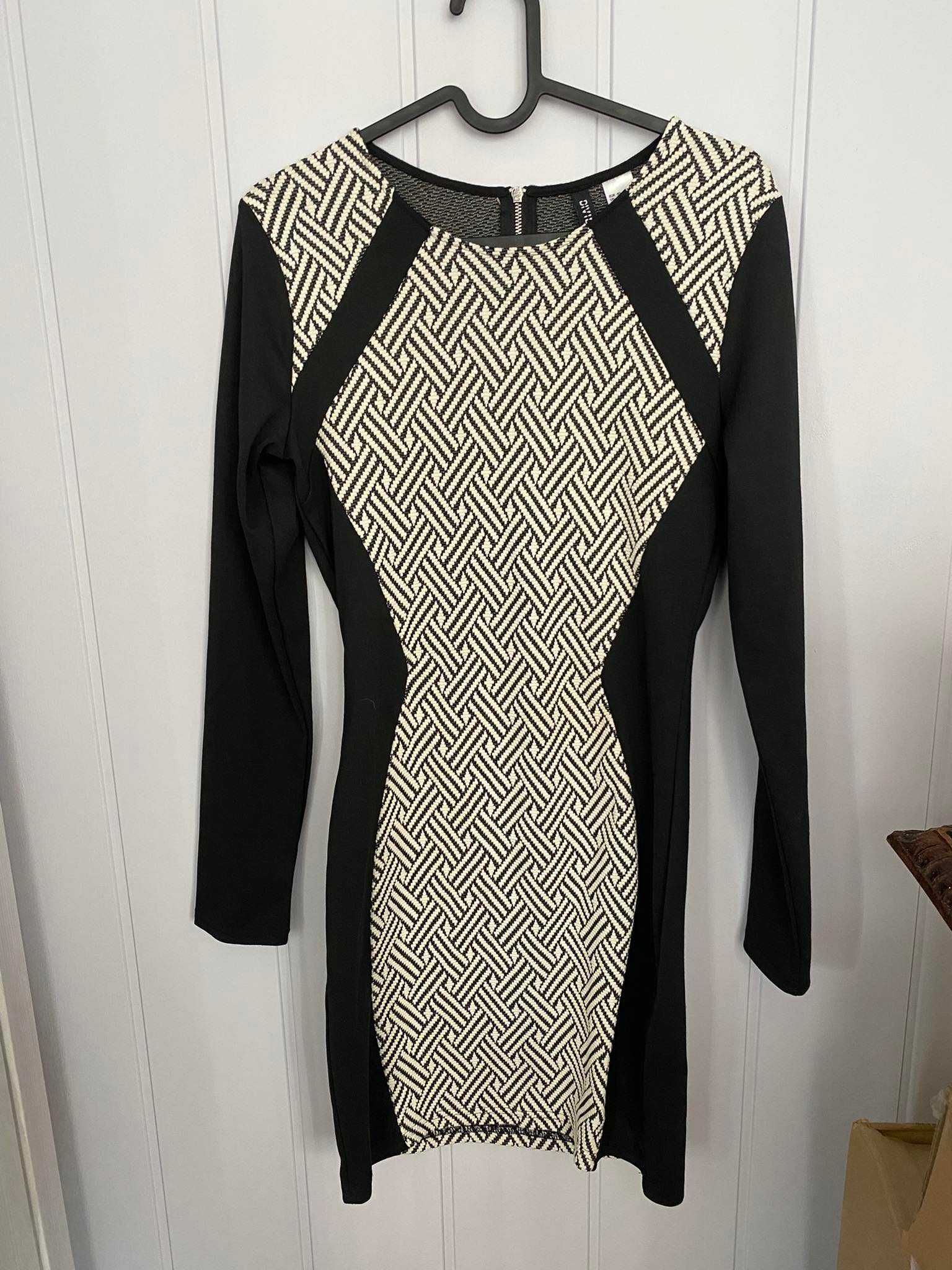 H&M czarno-biała sukienka we wzorki 40