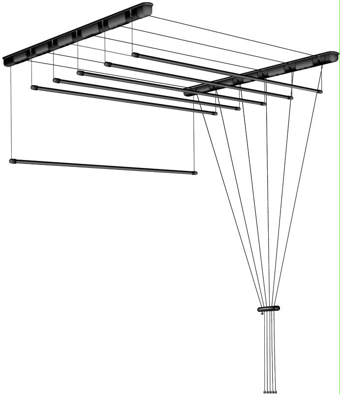 Suszarka sufitowa Sepio 6 x 6 x 120 cm czarna