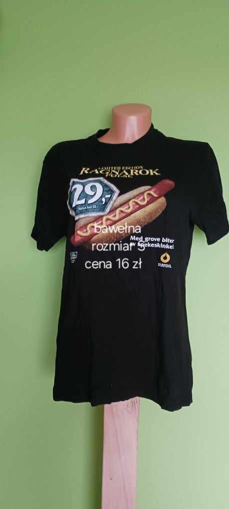 Czarny tshirt z hot dogiem rozm.S