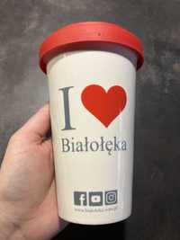 Kubek termiczny nowy ceramiczny 250 ml i love Białołęka serce