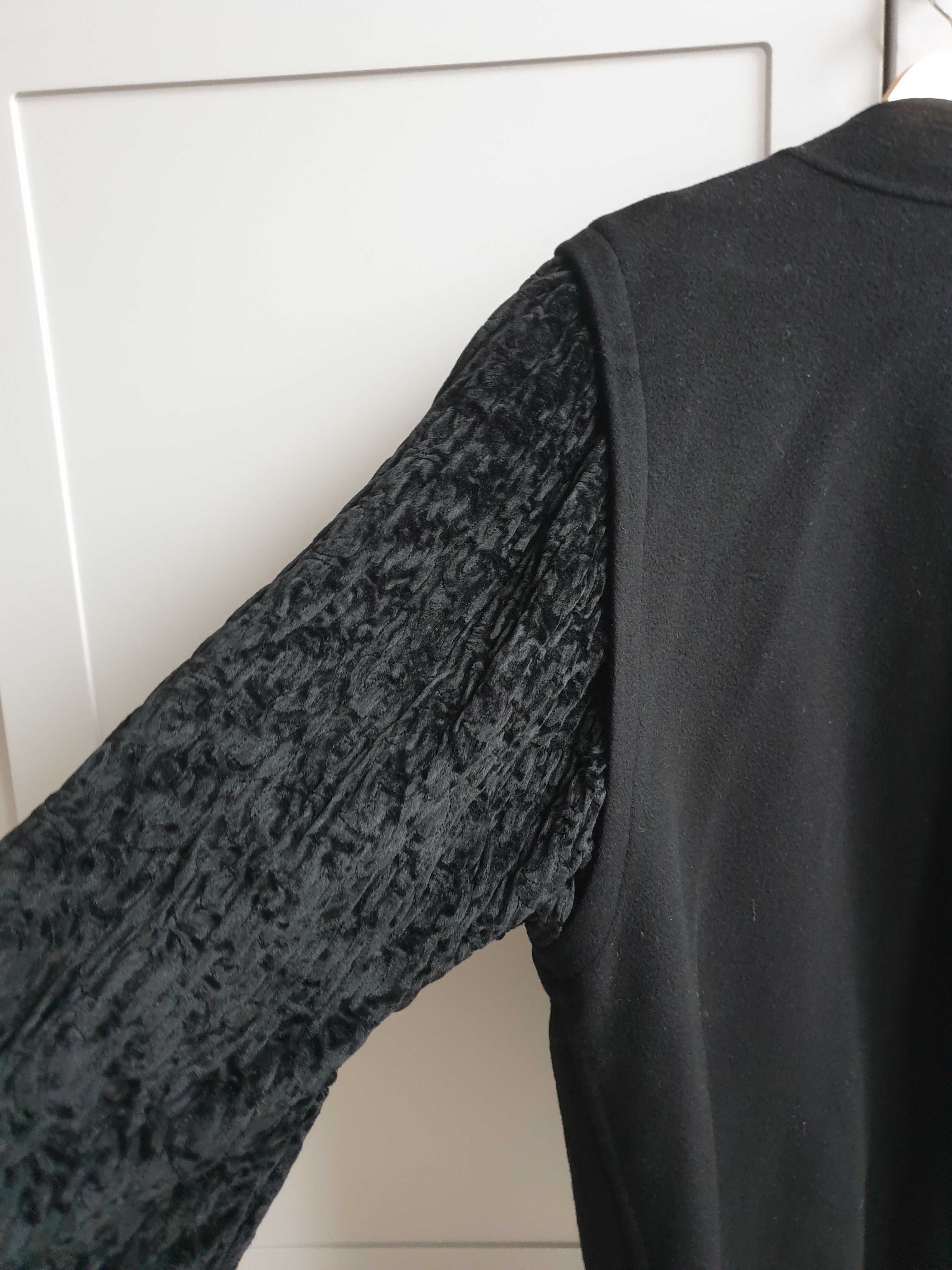 Wełniany włoski płaszcz kurtka vintage czarny 44 Meseglise oversize