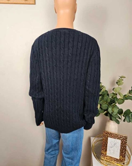 sweter męski granatowy 100% bawełna warkocz Gant L 40