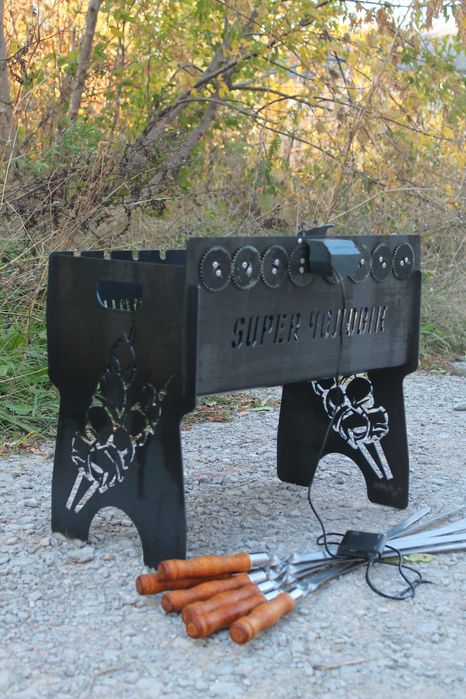 Мангал автоматичний з шашличницею і мотором на 8 шампурів Супер ціна!