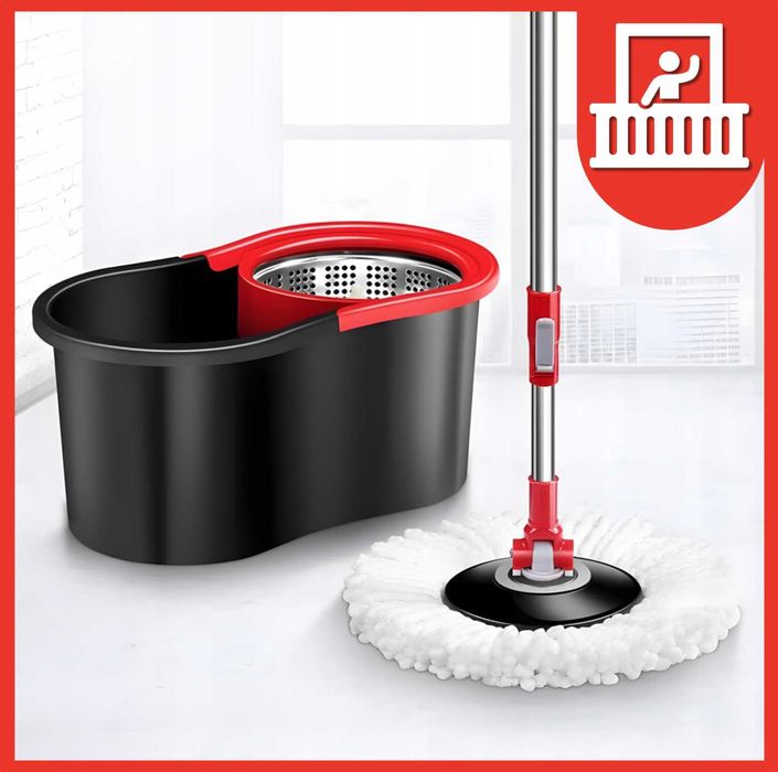 MOP OBROTOWY ROTACYJNY Z WIADREM dwukomorowym wkłady+gratis gąbki