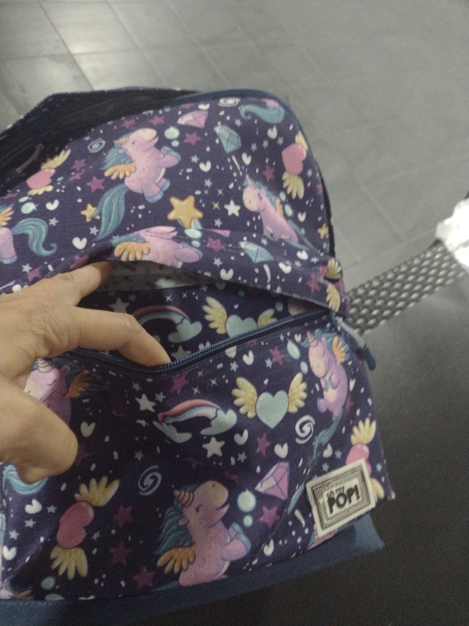 Mochila com lancheira de unicórnio