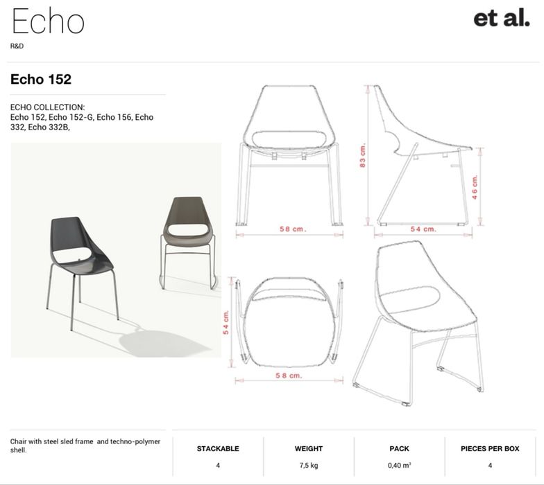 Par de cadeiras Metalmobil / ET AL – Echo 152 (Anthracite Grey)