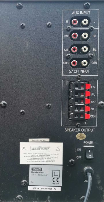 Zestaw kina domowego 2.1, amplituner JVC + 2 duże kolumny + subwoofer