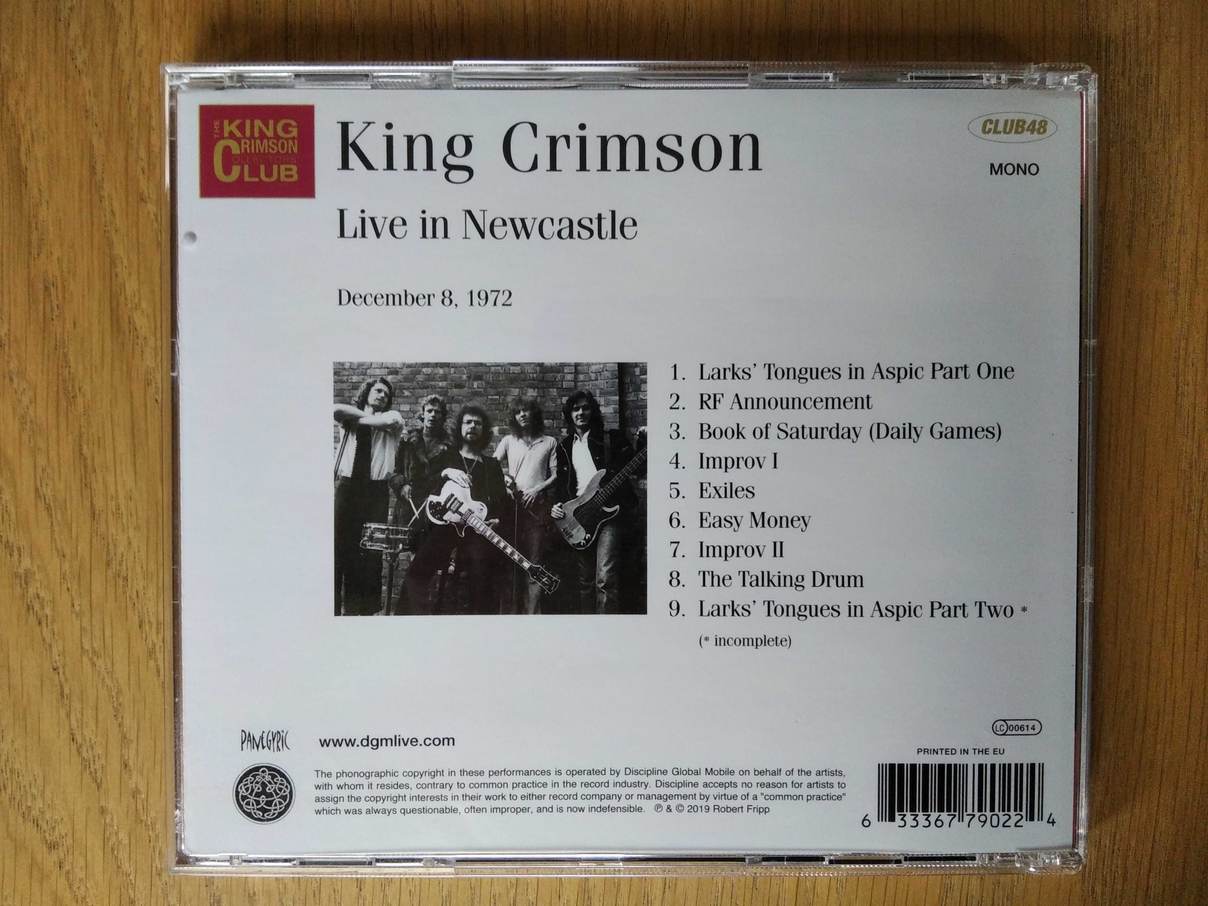 King Crimson - "Live in Newcastle" CD jak nowa