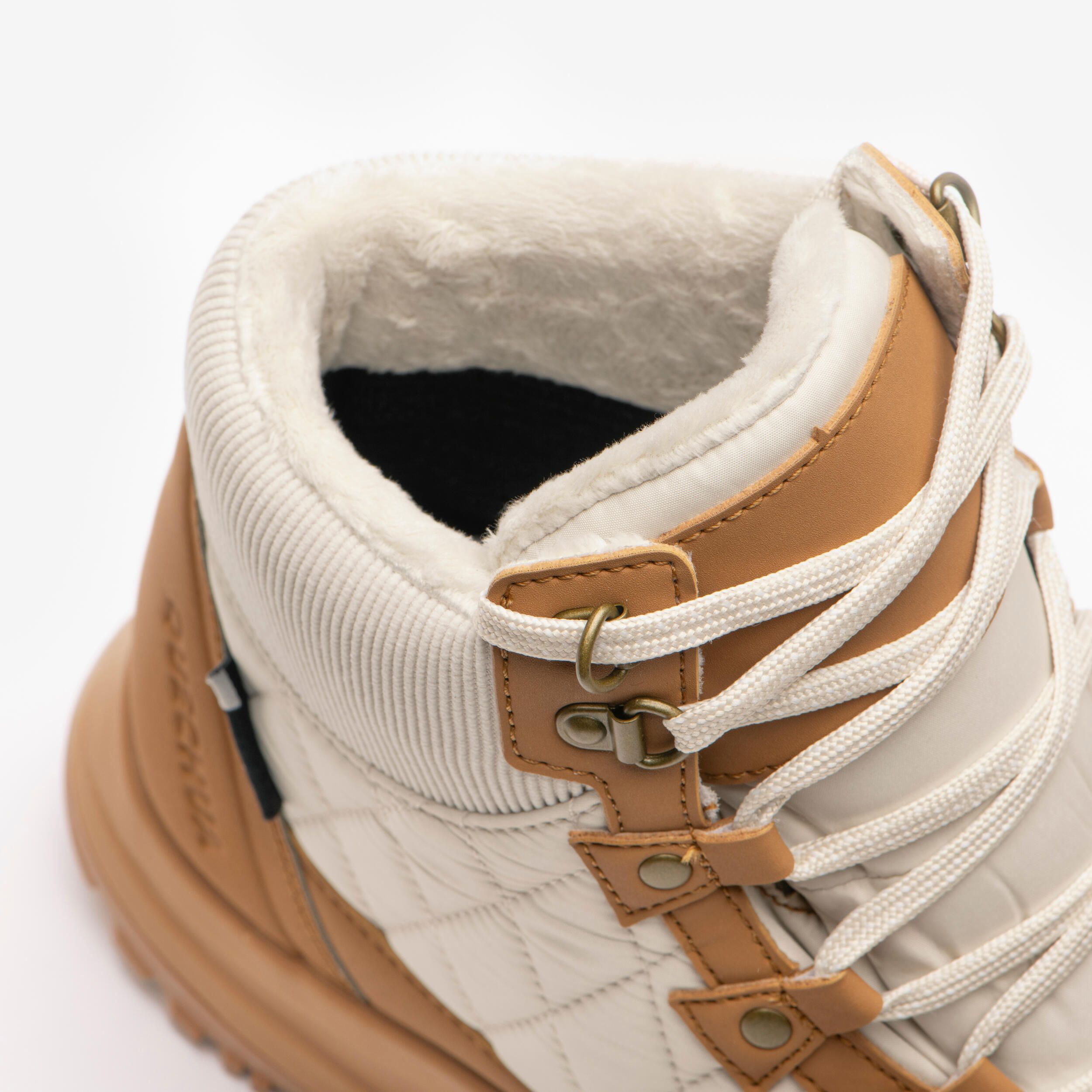 Botas de caminhada quentes e impermeáveis mulher, NH500 Mid