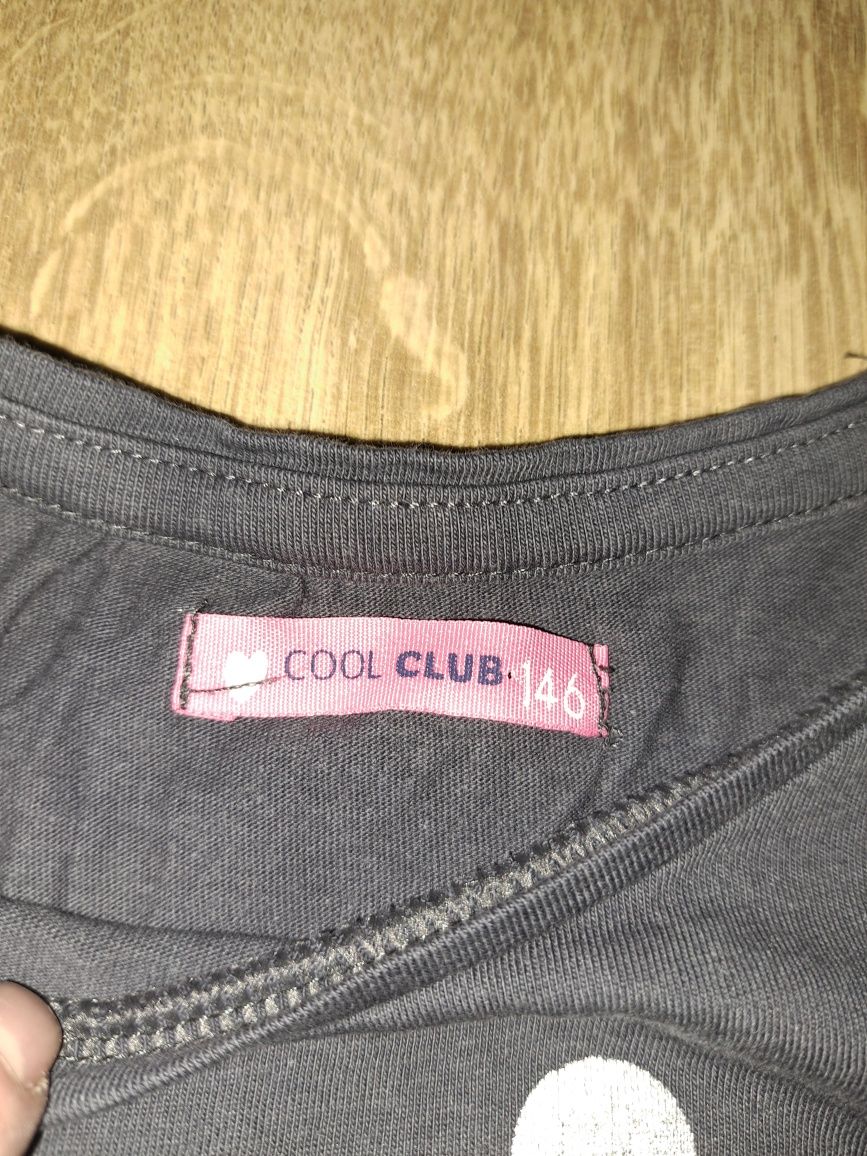 Cool club bluzka T-shirt krótki rękaw grochy napisy haft rozm 146